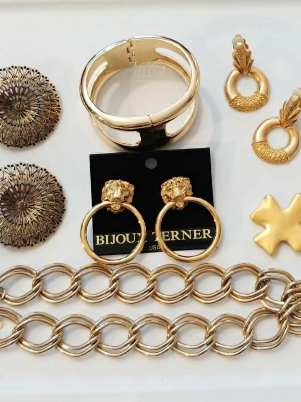 Vintage Bold Runway Costume Jewelry Lot Park Lane Bijoux Terner Gold Tone